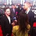 Calvin Harris and Conor Maynard BRITs red carpet