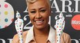 Emelie Sande, showing her two awards at the BRIT Awards 2013