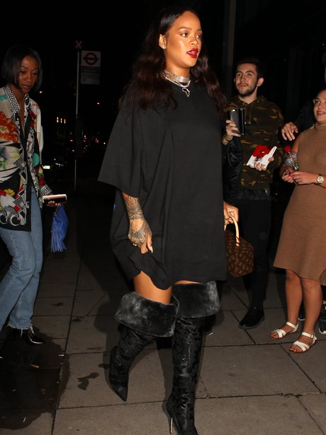 rihanna knee high boots